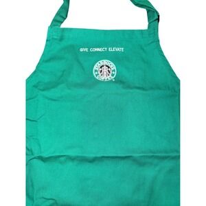 Starbucks Emerald Green Work Apron Give Connect Elevate‎ Logo Barista Uniform